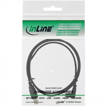 USB A (vyriškas) / Mini-USB B (vyriškas, 5 kontaktų, žemyn lenktas 90°) juodas 0,5 m InLine 34205