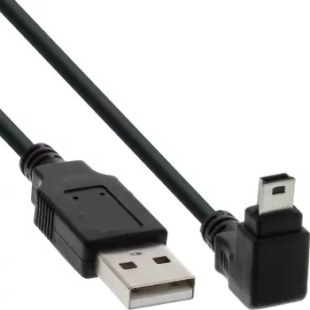 InLine USB A (vyriškas) / Mini-USB B (vyriškas) 5 kontaktų, 90° kampu žemyn, juodas, 2 m