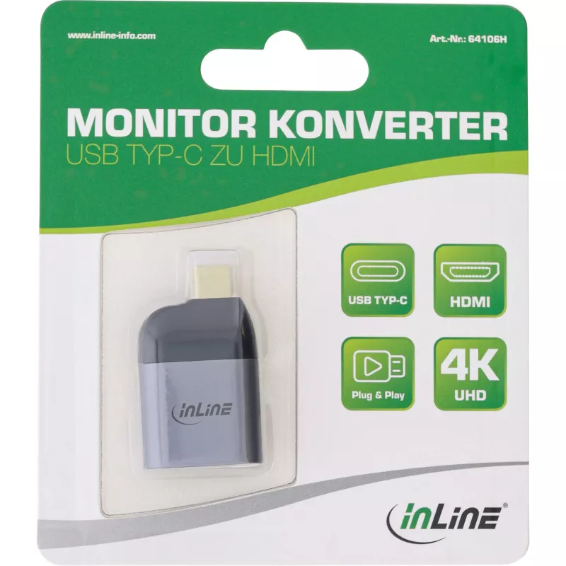InLine USB-C (vyriškas) į HDMI (moteriškas) keitiklis, 4K 60Hz