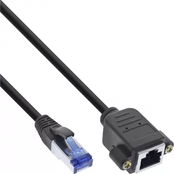 InLine Patch kabelis su įmontuotu lizdu, S/FTP (PiMf), Cat.6A, LSZH, varis, 0,5 m