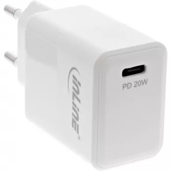 InLine USB PD įkroviklis vienas USB-C, Power Delivery, 20 W, baltas