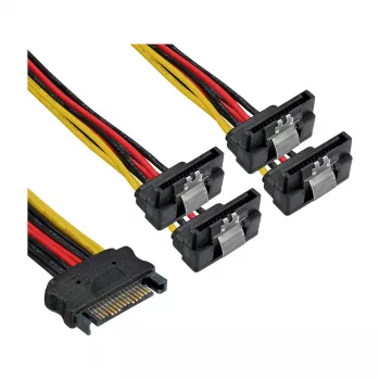 InLine SATA maitinimo 1 į 4 laidas, lizdas / 4x SATA kištukas kampu su fiksatoriais, 0,30 m