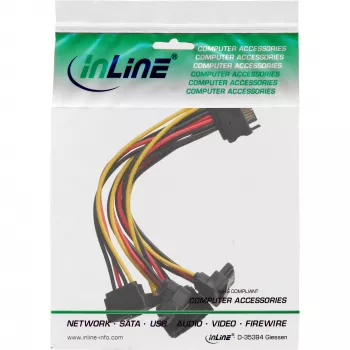 InLine SATA maitinimo 1 į 4 laidas, lizdas / 4x SATA kištukas kampu su fiksatoriais, 0,30 m