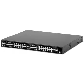 Intellinet 48 prievadų Gigabit Ethernet PoE+ valdomas L2+ jungiklis su šešiais 10G SFP+ uplinkais, IEEE 802.3at/af (PoE+/PoE), 450 W PoE biudžetas, L2+/L3 Lite, 6 x 10G SFP+