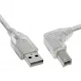 InLine USB 2.0 kabelis stačiu kampu Type A kištukas / B kištukas permatomas 1m