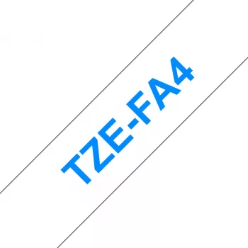 Brother TZE-FA4 juosta etikečių spausdinimui, mėlyna ant baltos, 18 mm x 3 m