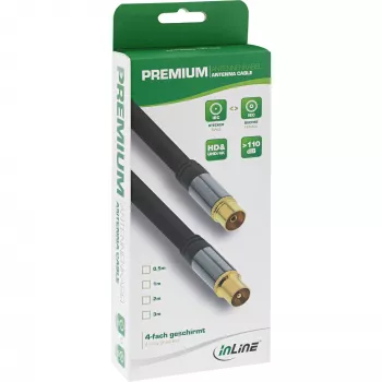 Anteninis kabelis InLine Premium 69203P 4x ekranuotas >110dB juodas 3m