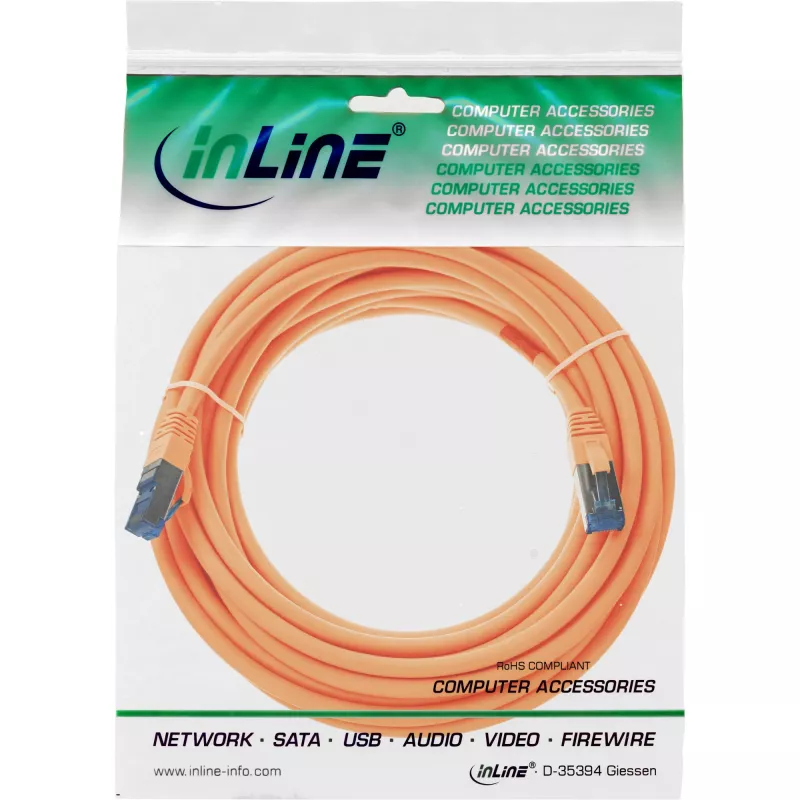 InLine Patch Laidas S/FTP PiMF Cat.6A halogen-free 500MHz oranžinis 5m