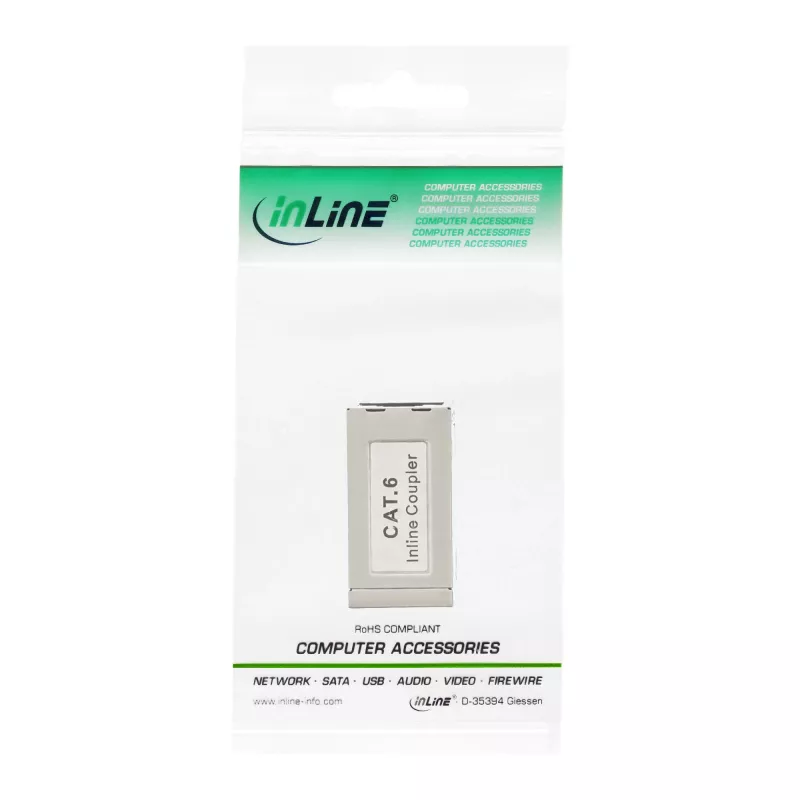 InLine Cat.6 adapteris, pilnai ekranuotas, metalinis, 2x RJ45 F/F, 1:1