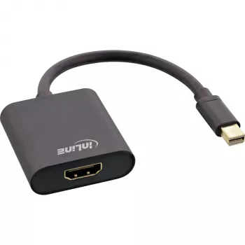 InLine Mini DisplayPort į HDMI adapteris 4K/60Hz su garsu, aliuminis, 0,15 m, juodas