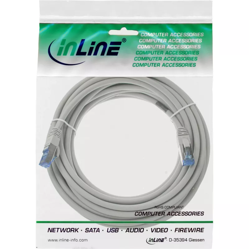 InLine Patch Laidas S/FTP PiMF Cat.6A halogen free 500MHz pilka 30m