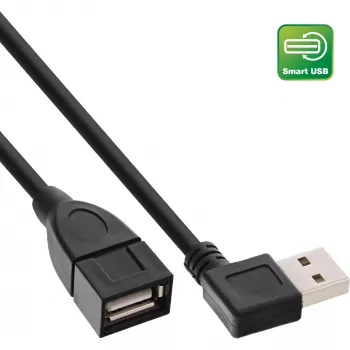 InLine USB 2.0 Smart Cable kampinis reversinis Type A kištukas / lizdas juodas 1 m