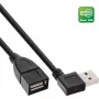 InLine USB 2.0 Smart Cable kampinis + reversinis Type A kištukas / lizdas juodas 0,2 m