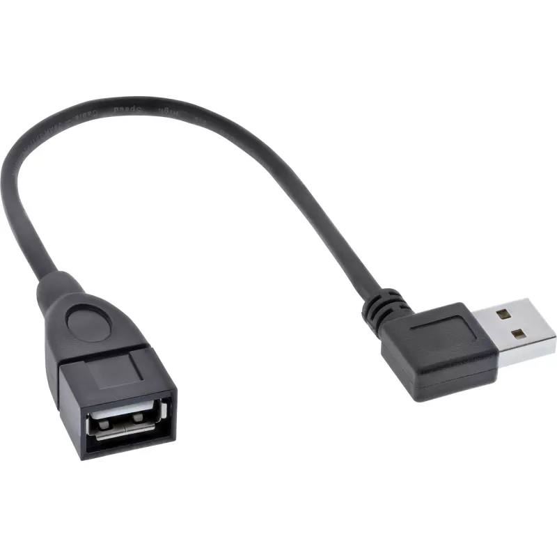 InLine USB 2.0 Smart Cable kampinis + reversinis Type A kištukas / lizdas juodas 0,2 m