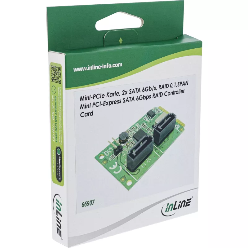 InLine Mini-PCIe 2.0 kortelė 2x SATA 6Gb/s RAID 0 / 1 / SPAN