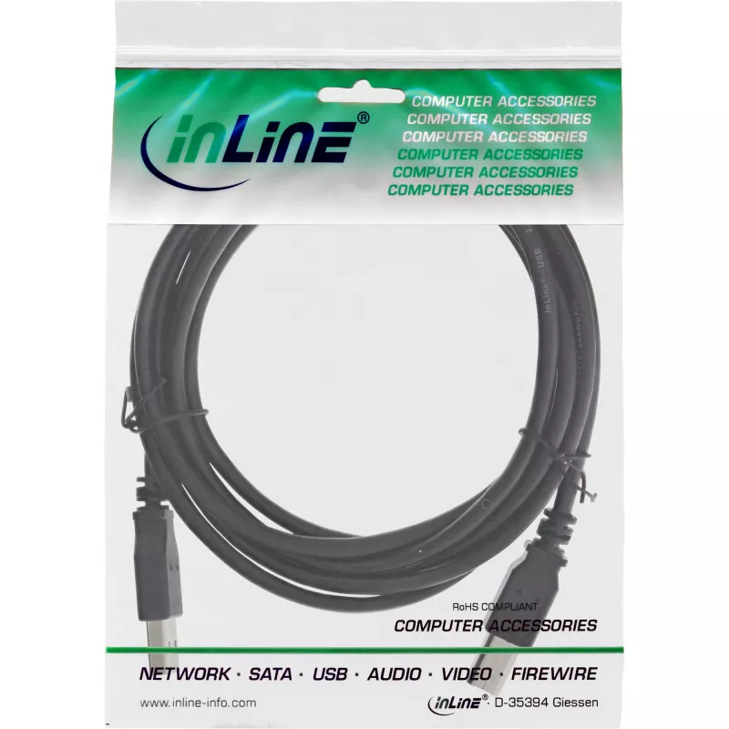 USB 2.0 kabelis Type A kištukas / B kištukas juodas 7 m InLine 34557X
