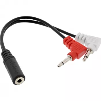 InLine Audio Plane adapteris ausinėms, 2x 3,5 mm M → 1x 3,5 mm F, 0,15 m