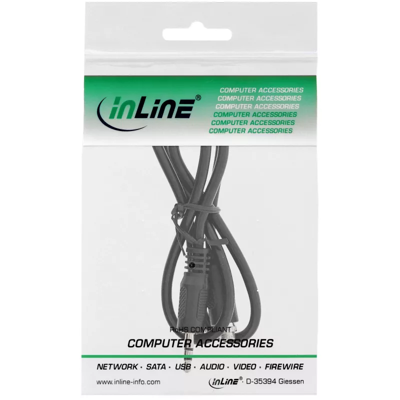 InLine garso adapterio laidas, 3,5 mm lizdas/kištukas su sriegiu, 0,6 m