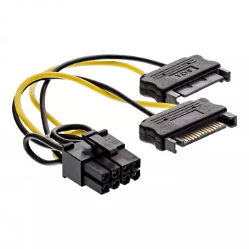 InLine maitinimo adapterio laidas, 2x SATA (vyriškas) / 8 kontaktų PCI-Express (vyriškas), 0,15 m