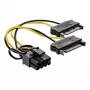 InLine maitinimo adapterio laidas, 2x SATA (vyriškas) / 8 kontaktų PCI-Express (vyriškas), 0,15 m