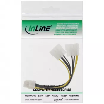 InLine maitinimo adapterio laidas, 2x 5,25 col. kištukas / 8 kontaktų PCI-Express kištukas, 0,15 m