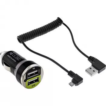InLine USB DUAL+ KFZ automobilinis įkroviklis su 1 m spiraliniu kabeliu