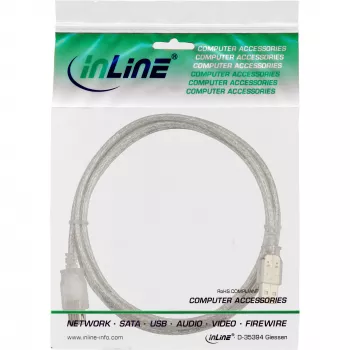 USB 2.0 ilginimo laidas Type A M/F InLine 34650 0,5 m permatomas