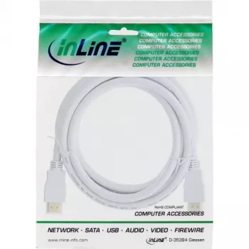 InLine High Speed HDMI laidas su Ethernet, M/M, baltas, auksuoti kontaktai, 2m