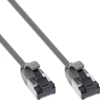 InLine Patch laidas plonas, U/FTP, Cat.8.1, TPE halogen-free, pilkas 1m