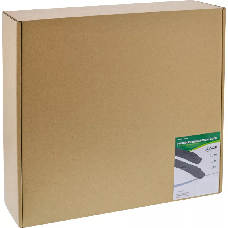 Savaime užsitraukianti gofruota rankovė InLine, 10 mm skersmuo, 5 m, juoda, poliesteris, -50–150 °C