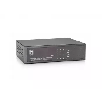 LevelOne 8 prievadų Fast Ethernet PoE jungiklis, 802.3at/af PoE, 4 PoE išėjimai, 65W