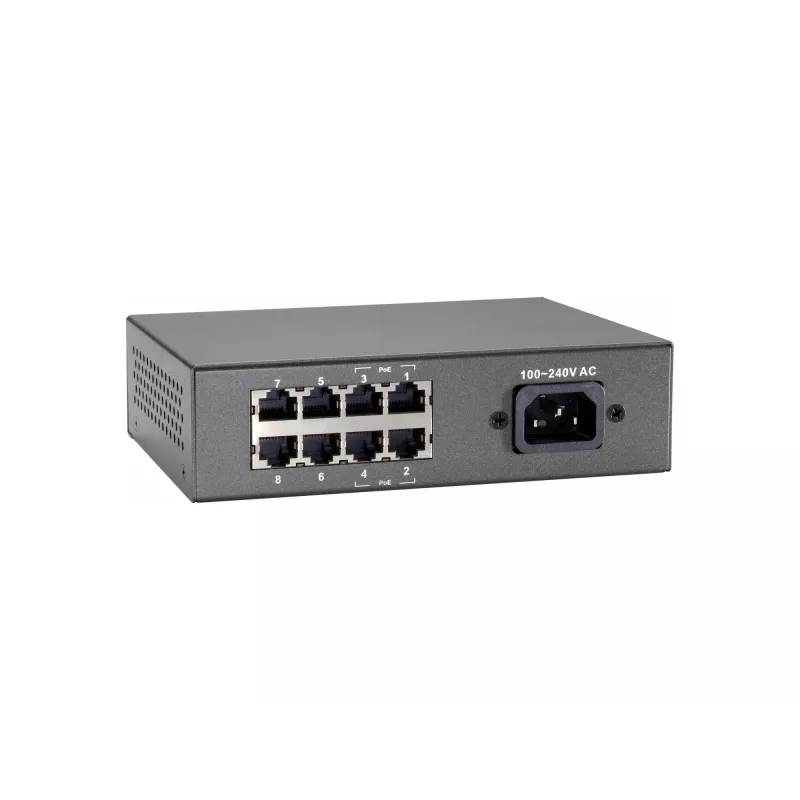 LevelOne 8 prievadų Fast Ethernet PoE jungiklis, 802.3at/af PoE, 4 PoE išėjimai, 65W