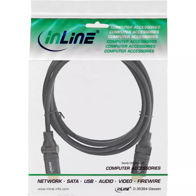 InLine High Speed HDMI besisukantis laidas su Ethernet, AM/AM, juodas, auksuoti kontaktai, 1,5 m