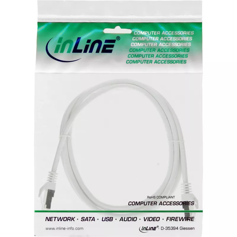 InLine Patch Laidas SF/UTP Cat.5e baltas 1 m