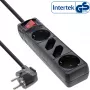 InLine 16443S kištukinis lizdas, 4x, 2x CEE7/3 + 2x Euro CEE 7/16, juodas, 3 m