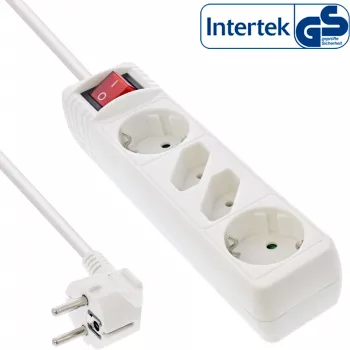 InLine 16441T kištukinis lizdas, 4 jungtys, 2x CEE7/3 + 2x Euro CEE 7/16, baltas, 1,5 m