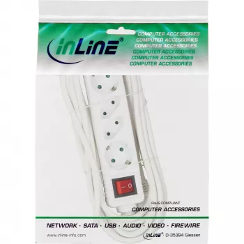 InLine 16441T kištukinis lizdas, 4 jungtys, 2x CEE7/3 + 2x Euro CEE 7/16, baltas, 1,5 m