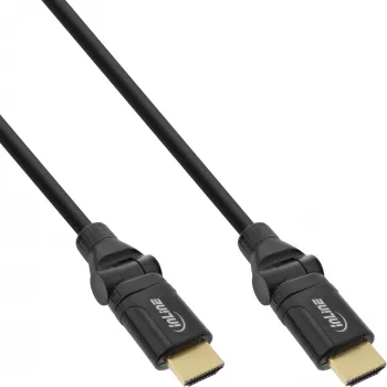 InLine High Speed HDMI besisukantis laidas su Ethernet, AM/AM, juodas, auksuoti kontaktai, 3m