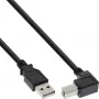 InLine USB 2.0 kabelis, žemyn kampu USB-A kištukas / USB-B kištukas, juodas, 1 m