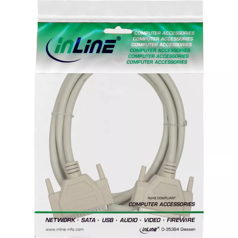 InLine serijinis prailginimo kabelis DB37 kištukas / lizdas formuotas pilkas 5 m
