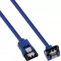InLine SATA 6Gb/s apvalus kabelis mėlynas, 90° kampu, su fiksatoriais, 0,3 m