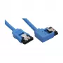 InLine SATA 6Gb/s apvalus kabelis mėlynas kairysis 90° kampinis su fiksatoriais 0,5 m