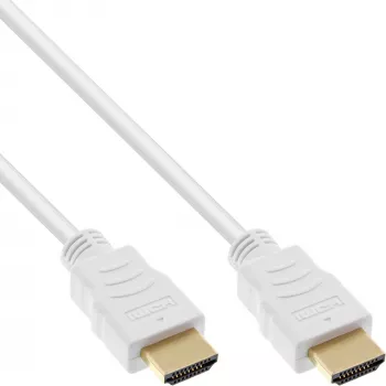 InLine High Speed HDMI laidas su Ethernet, M/M, baltas, auksuoti kontaktai, 3m