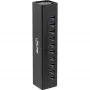 InLine USB 3.0 10 prievadų šakotuvas aliumininiame korpuse su 4A maitinimo šaltiniu, juodas