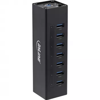 InLine USB 3.0 7 prievadų šakotuvas, aliumininis korpusas, su 2,5 A maitinimo šaltiniu