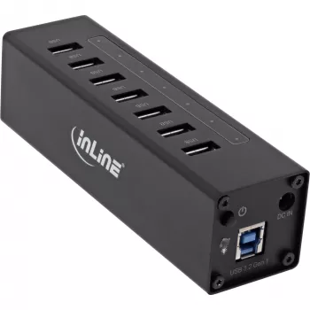 InLine USB 3.0 7 prievadų šakotuvas, aliumininis korpusas, su 2,5 A maitinimo šaltiniu