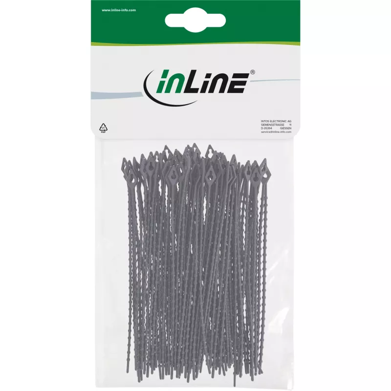 Kabelių raiščiai InLine 100 mm juodi, pakuotė 100 vnt.