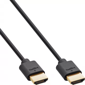 InLine Slim Ultra High Speed HDMI kabelis M/M 8K4K, auksuotas, juodas, 1 m