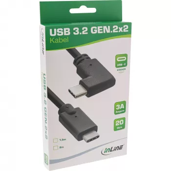 InLine USB 3.2 Gen.2 laidas, USB-C kištukas/kištukas kampuotas, juodas, 1,5 m