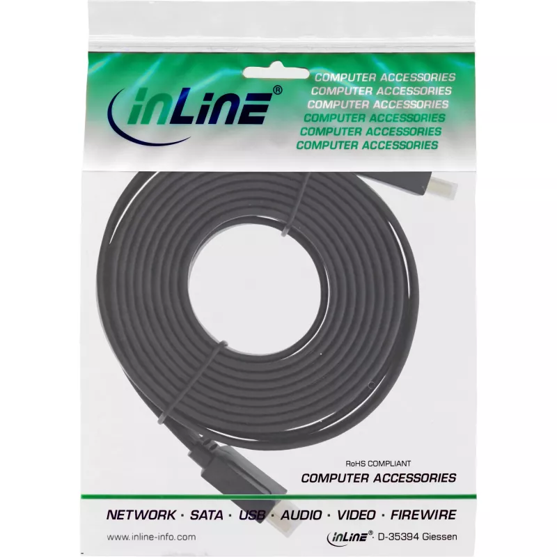 InLine HDMI plokščias kabelis High Speed su Ethernet auksuotas juodas 3m